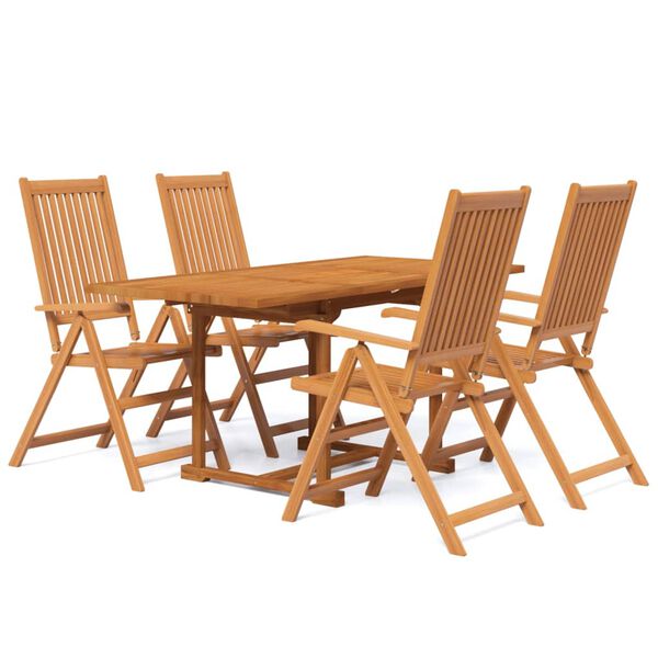 vidaXL Ensemble &agrave; manger de jardin 5 pcs Bois d'acacia massif 120-170 cm