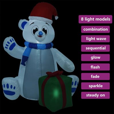 vidaXL Ours polaire gonflable de Noël à LED pour Int/Ext 1,8 m