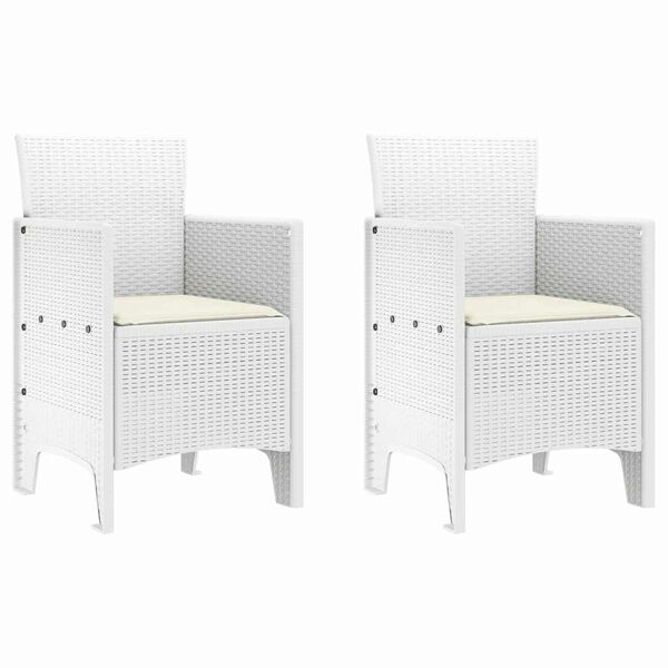 vidaXL Chaise de jardin 2 pcs Blanc 53 x 49 x 85 cm PP