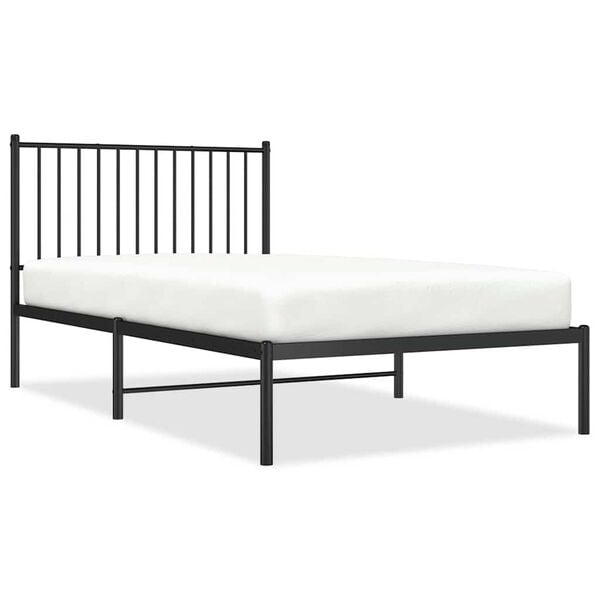 vidaXL Cadre de lit m&eacute;tal sans matelas avec t&ecirc;te de lit noir 100x190cm