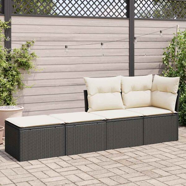 vidaXL Salon de jardin avec coussins 2 pcs noir r&eacute;sine tress&eacute;e acacia