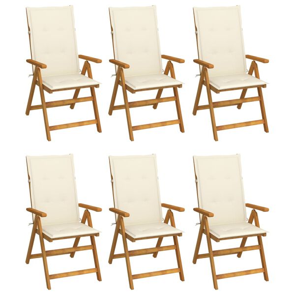 vidaXL Chaises pliables de jardin lot de 6 avec coussins Bois d'acacia