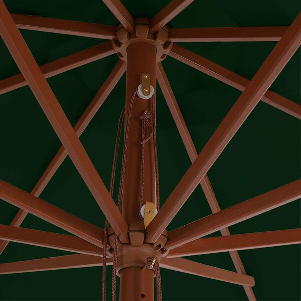 vidaXL Parasol d'ext&eacute;rieur avec m&acirc;t en bois 350 cm Vert
