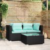 vidaXL Salon de jardin 3 pcs avec coussins Noir R&eacute;sine tress&eacute;e