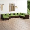 vidaXL Salon de jardin 8 pcs avec coussins r&eacute;sine tress&eacute;e marron