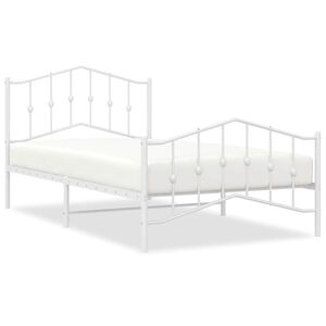 vidaXL Cadre de lit métal sans matelas et pied de lit blanc 100x200 cm