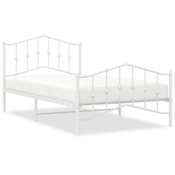 vidaXL Cadre de lit métal sans matelas et pied de lit blanc 100x200 cm