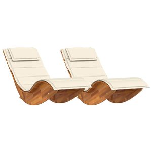 vidaXL Transat 2 pcs Marron 60 x 154 x 74 cm Bois d'acacia massif