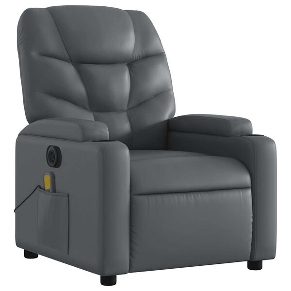 vidaXL Fauteuil inclinable de massage électrique gris similicuir