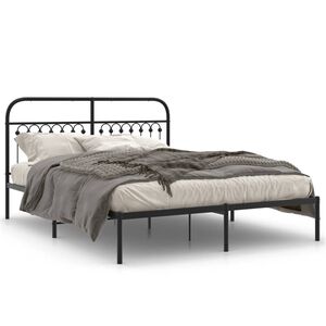 vidaXL Cadre de lit m&eacute;tal sans matelas avec t&ecirc;te de lit noir 150x200cm