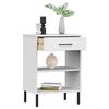 vidaXL Armoire console avec pieds en métal Blanc Bois pin massif OSLO