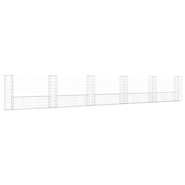 vidaXL Panier de gabion en forme de U avec 6 poteaux Fer 620x20x100 cm