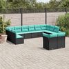 vidaXL Salon de jardin avec coussins 12 pcs noir r&eacute;sine tress&eacute;e