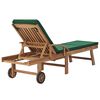 vidaXL Chaises longues avec coussins 2 pcs Bois de teck solide Vert