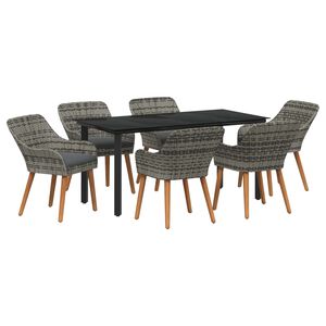vidaXL Ensemble de salle &agrave; manger pour jardin 7 pcs Gris polyrotin
