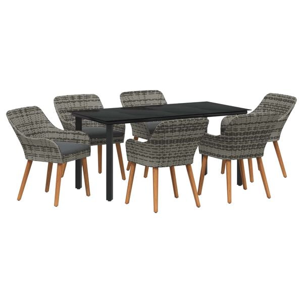 vidaXL Ensemble de salle &agrave; manger pour jardin 7 pcs Gris polyrotin