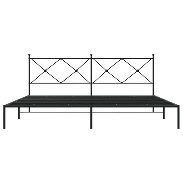 vidaXL Cadre de lit m&eacute;tal sans matelas avec t&ecirc;te de lit noir 193x203cm