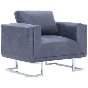 vidaXL Fauteuil cabriolet gris similicuir daim