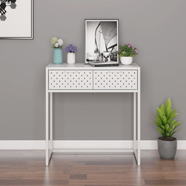 vidaXL Table console Blanc 72x35x75 cm Acier