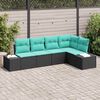 vidaXL Ensemble de canap&eacute; de jardin avec coussin 5 pcs Noir polyrotin