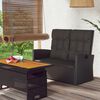 vidaXL Banc de jardin inclinable et coussins noir 118cm résine tressée