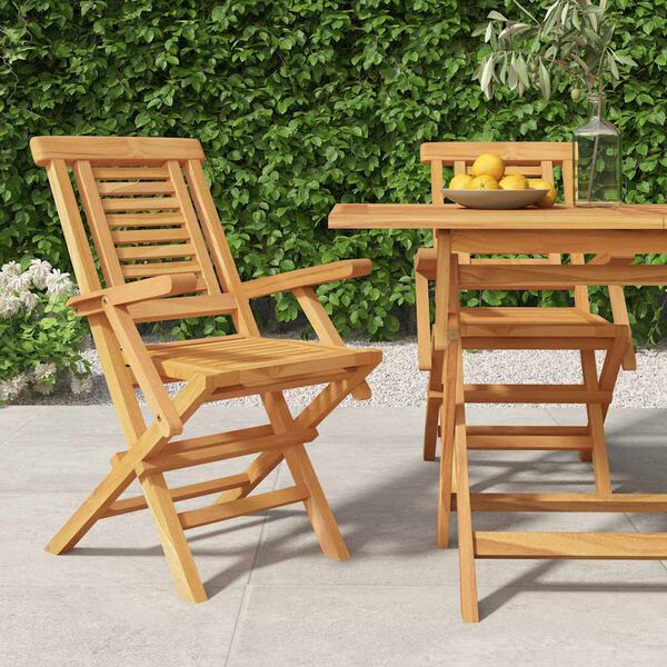 vidaXL Chaises de jardin pliantes lot de 2 56x63x90cm bois massif teck
