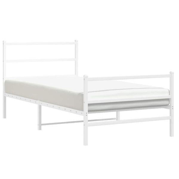 vidaXL Cadre de lit m&eacute;tal sans matelas et pied de lit blanc 100x200 cm