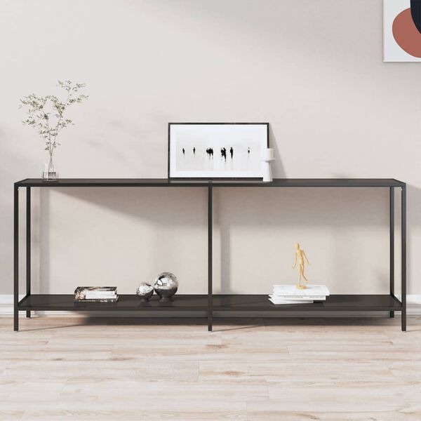 vidaXL Table console Noir 200x35x75,5 cm Verre tremp&eacute;