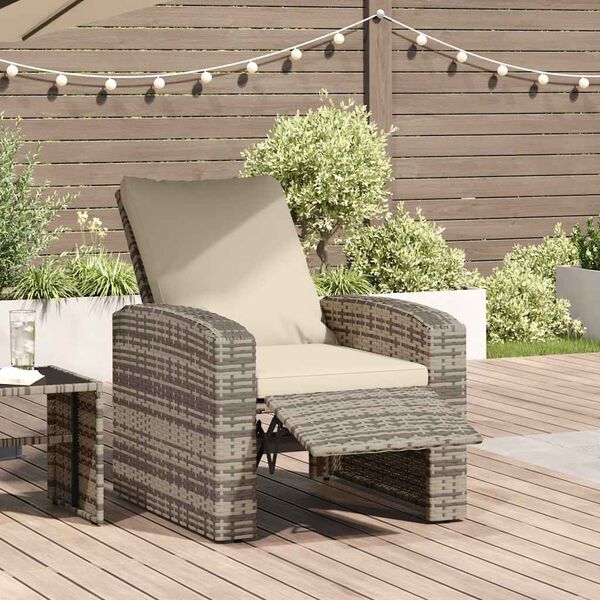 vidaXL Fauteuil inclinable de jardin avec coussins marron clair rotin