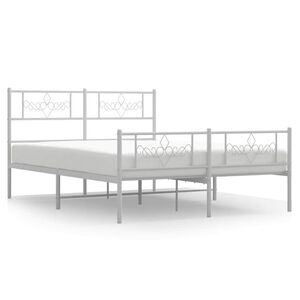 vidaXL Cadre de lit m&eacute;tal sans matelas et pied de lit blanc 135x190 cm