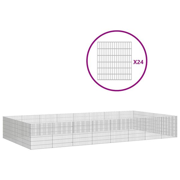 vidaXL Enclos pour animaux en libert&eacute; 24panneaux 54x60cm fer galvanis&eacute;