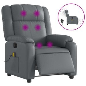 vidaXL Fauteuil inclinable de massage &eacute;lectrique gris similicuir