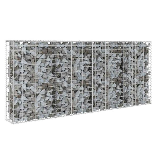vidaXL Mur &agrave; gabion avec couvercles Acier galvanis&eacute; 200 x 20 x 85 cm