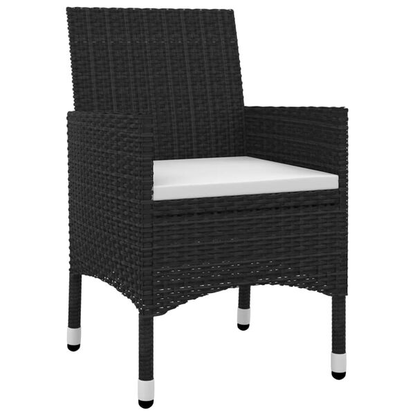 vidaXL Ensemble &agrave; manger de jardin coussins 3 pcs R&eacute;sine tress&eacute;e Verre