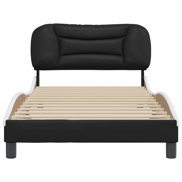 vidaXL Cadre de lit sans matelas Hvar noir et blanc 100x203 cm similicuir