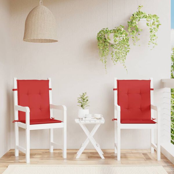 vidaXL Coussins de chaise de jardin &agrave; dossier bas lot de 2 rouge