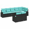 vidaXL Ensemble de canap&eacute; de jardin 8 pcs Noir et turquoise polyrotin