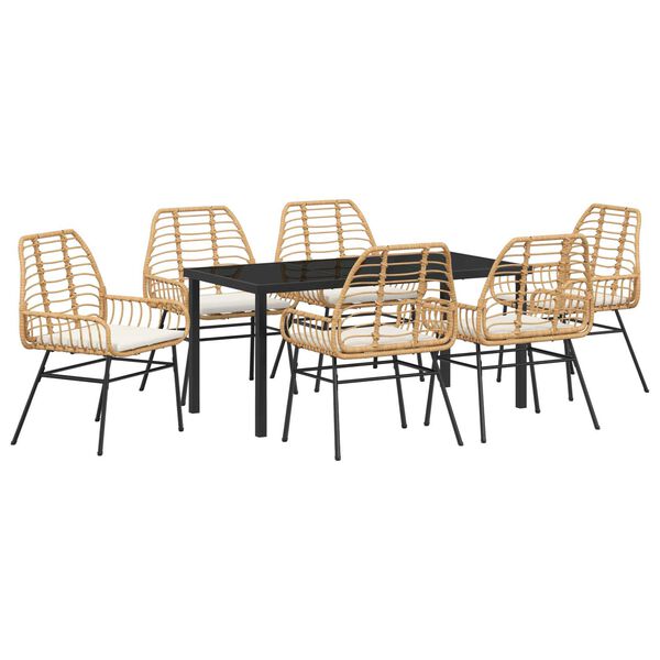 vidaXL Ensemble de salle &agrave; manger pour jardin 7 pcs Marron polyrotin