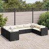 vidaXL Salon de jardin 9 pcs avec coussins Noir Résine tressée