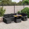 vidaXL Salon de jardin 5 pcs avec coussins noir r&eacute;sine tress&eacute;e acacia