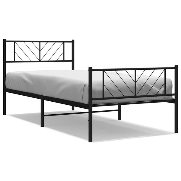 vidaXL Cadre de lit m&eacute;tal sans matelas avec pied de lit noir 100x190cm