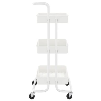 vidaXL Chariot de cuisine 3 niveaux Blanc 42x35x85 cm Fer et ABS