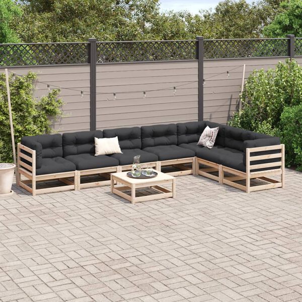 vidaXL Salon de jardin 8 pcs bois de pin massif