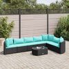 vidaXL Salon de jardin 8 pcs avec coussins noir r&eacute;sine tress&eacute;e
