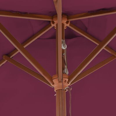 vidaXL Parasol d'extérieur avec mât en bois 150x200 cm rouge bordeaux