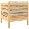 vidaXL Salon de jardin 3 pcs avec coussins cr&egrave;me Bois de pin massif