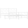 vidaXL Cadre de lit m&eacute;tal sans matelas et pied de lit blanc 150x200 cm