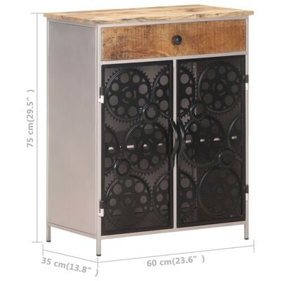 vidaXL Buffet 60x35x75 cm Bois de manguier brut et fer