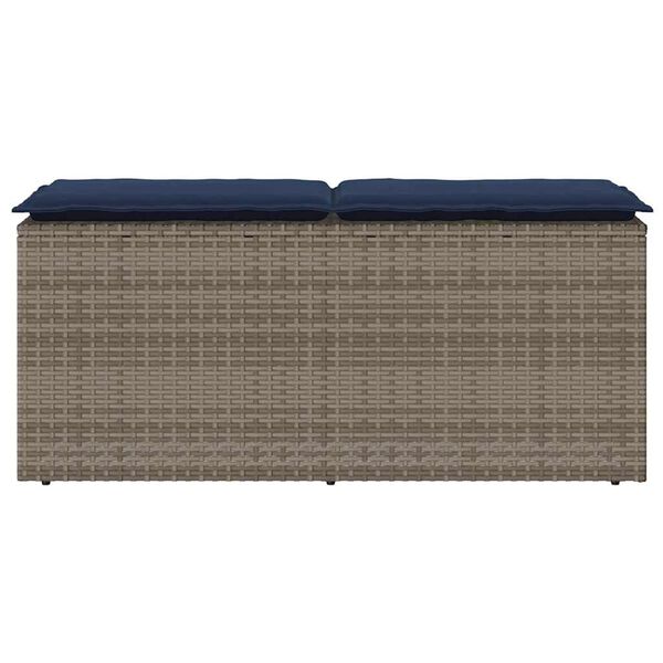 vidaXL Banc de jardin avec coussin gris 110x40x44 cm résine tressée