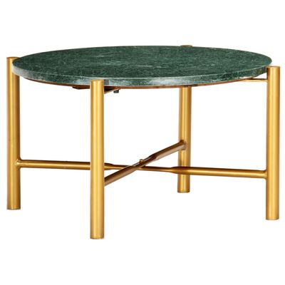 vidaXL Table basse Vert 60x60x35 cm Pierre véritable et texture marbre